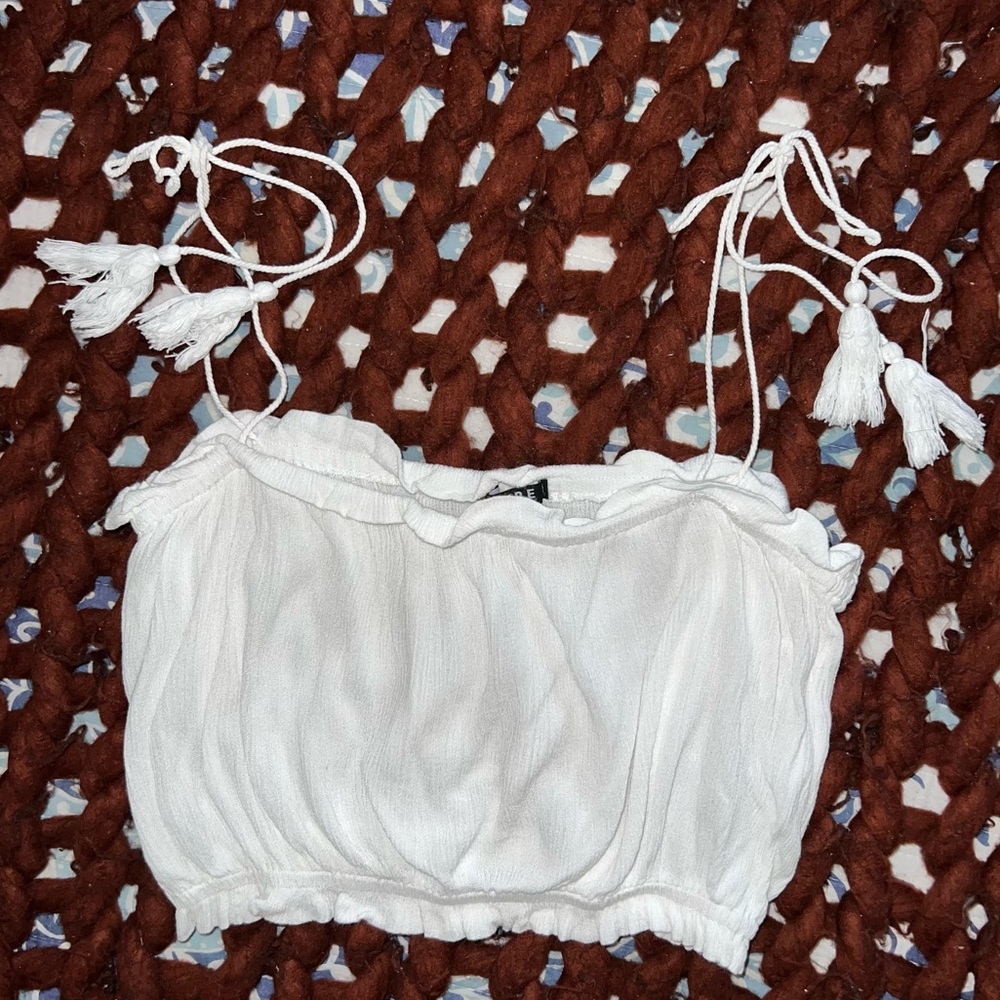 Oeuvre | Tie Tassel Strap Bandeau Crop Top